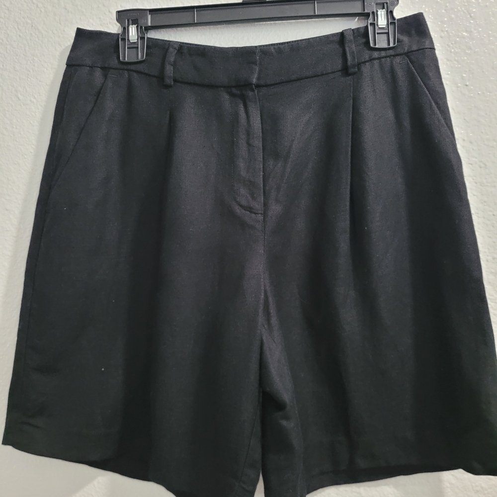 LOFT Black Tailored High-Rise Bermuda Shorts
